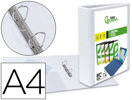 Classeur kangourou liderpapel 2 anneaux 40mm 283x320mm document a4 plastique dos 50mm coloris blanc — Non classé