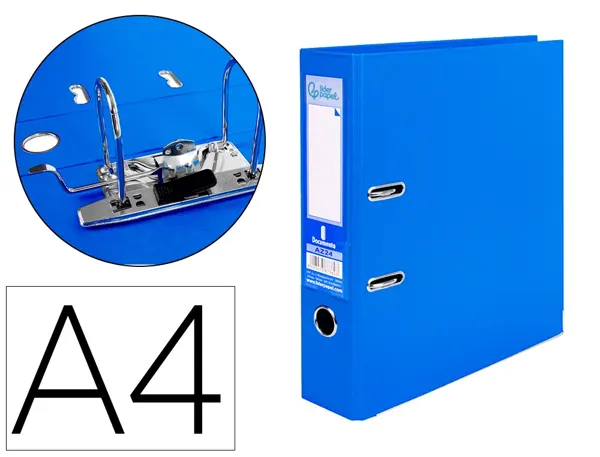 Classeur levier liderpapel a4 documenta carton rembordé 1,9mm dos 75mm rado métallique coloris bleu — Non classé