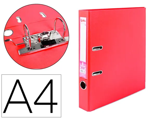 Classeur levier liderpapel a4 documenta carton rembordé 1,9mm dos 52mm rado métallique coloris rouge — Non classé