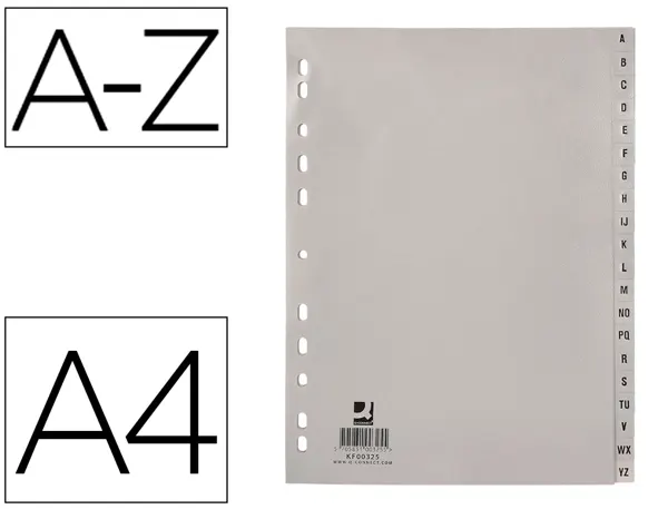 Intercalaire q-connect pp 20/ 100e a4 225x297mm multiperforé alphabet gravé onglets coloris gris — Non classé