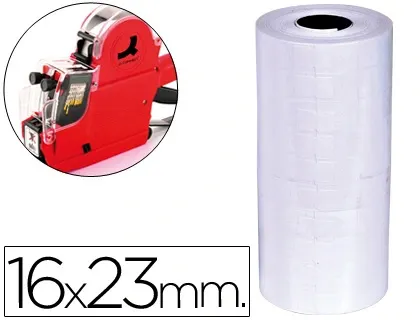 Étiquette adhésive q-connect pour étiqueteuse 2 lignes 10 chiffres format 16x23mm coloris blanc rouleau 700 unités — Non…