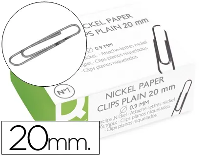 Trombone q-connect nickelé bout rond 20mm boîte carton 100 unités — Non classé