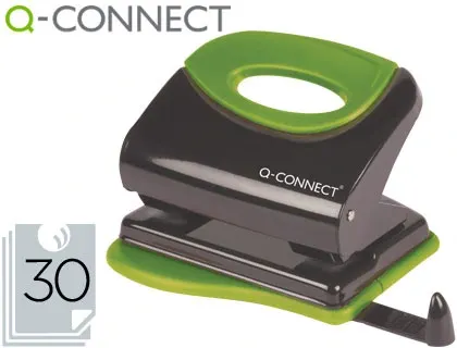 Perforateur q-connect métallique capacité perforation 30f 2 trous coloris attractifs noir/vert 117x105mm — Non classé