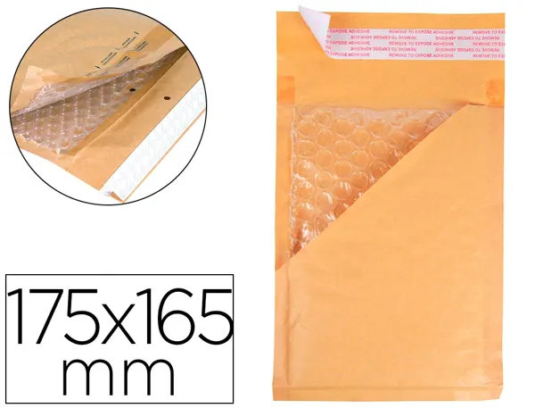 Pochette bulles d'air q-connect 175x165mm cd/dvd 82g kraft matelasse rabat droit auto-adhesive sans fenetre lot 100 uni —…