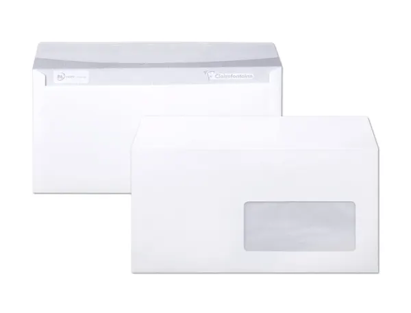 Boite de 250 enveloppes blanches 110x220mm 90g bande siliconée fenêtre 45x100mm, Clairefontaine — Papier, cahier &… — vue 3