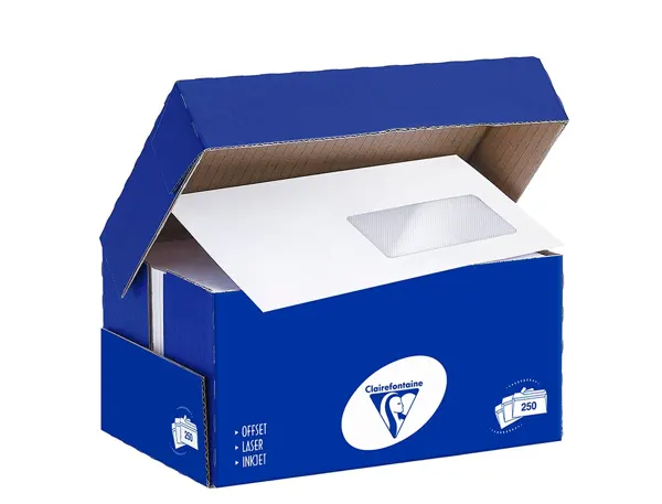 Boite de 250 enveloppes blanches 110x220mm 90g bande siliconée fenêtre 45x100mm, Clairefontaine — Papier, cahier &… — vue 4