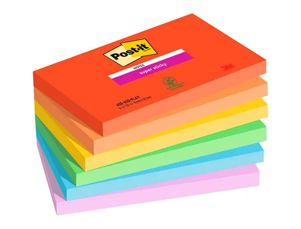 Paquet de 6 blocs notes super sticky post-it 90 feuilles 76 x 127 collection playful — Fournitures — vue 3