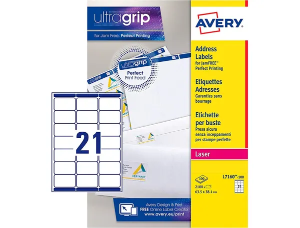 AVERY Etiquette d'adresse, 63,5 x 72 mm, blanc — Etiquettes d'expéditions