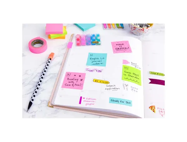 Cube de 450 feuilles de notes post-it repositionnables 76 x 76 mm coloris néon rose — Fournitures — vue 3