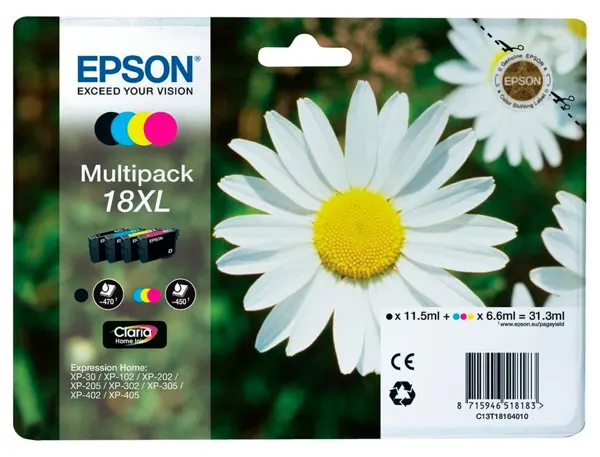 EPSON 3LB 18XL ink cartridge black and tri-colour high capacity 31.3ml 1-pack blister without alarm — Cartouches &… — vue 3