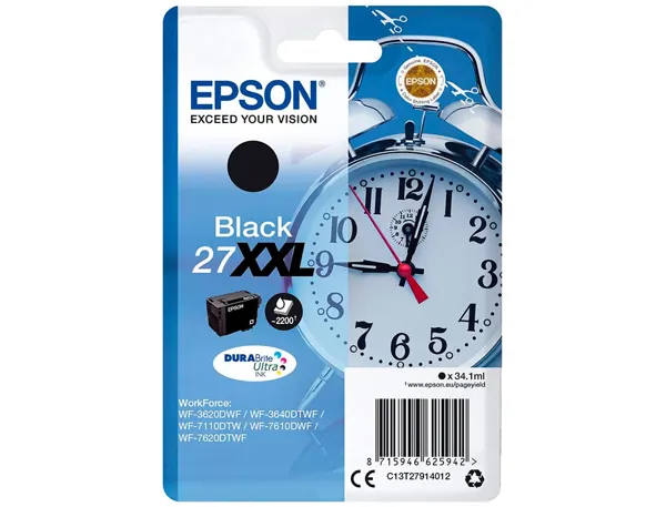 EPSON 6LB 27XXL ink cartridge black extra high capacity 34.1ml 2.200 pages 1-pack blister without alarm - DURABrite… — vue 3