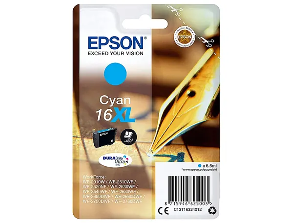 EPSON 1LB 16XL ink cartridge cyan high capacity 6.5ml 450 pages 1-pack blister without alarm — Cartouches & toners — vue 3