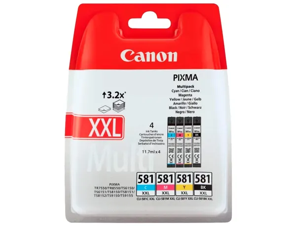 Cartouche Canon Pack Cli 581 Xxl Capacité 830 Pages Couleurs Noir Cyan Magenta Jaune — Cartouches & toners — vue 3